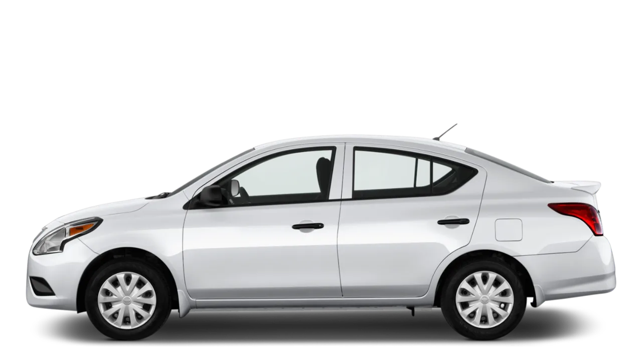 Silver Nissan Versa compact sedan